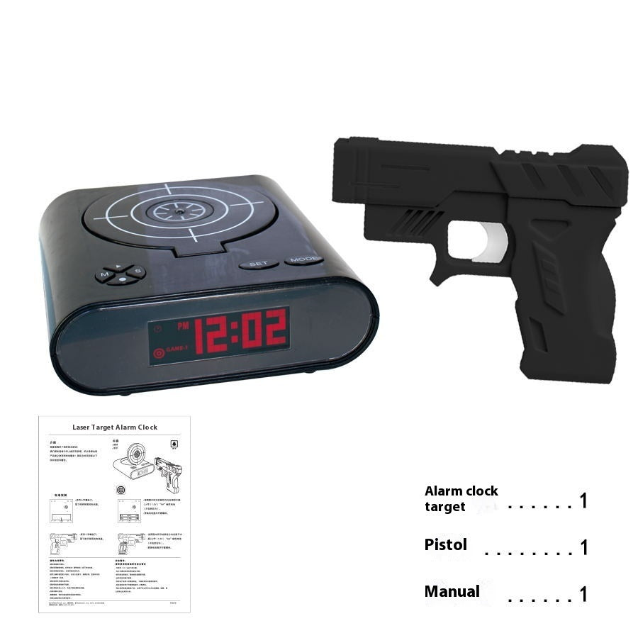 Desk Clock Digital Gun Alarm Clock Gadget Target Laser Shoot For Children's Alarm