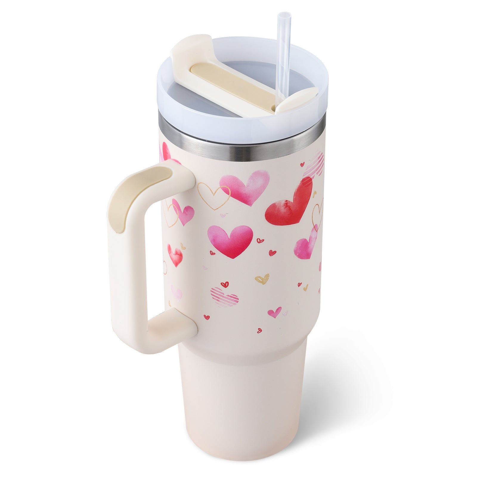 Insulated Stainless Steel Tumbler with Handle and Straw