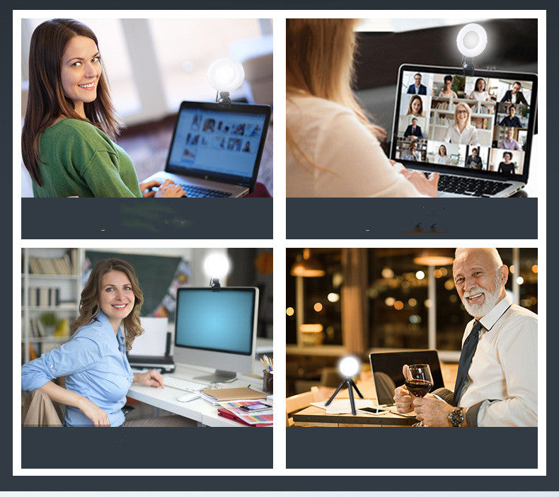 Light USB Powered Round Camera Lamp Dimmable LED Ring, Video Conference Light LED Selfie