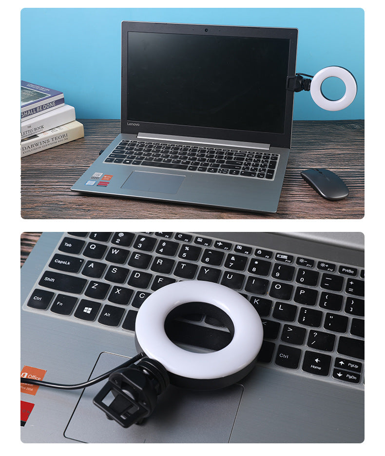 Light USB Powered Round Camera Lamp Dimmable LED Ring, Video Conference Light LED Selfie