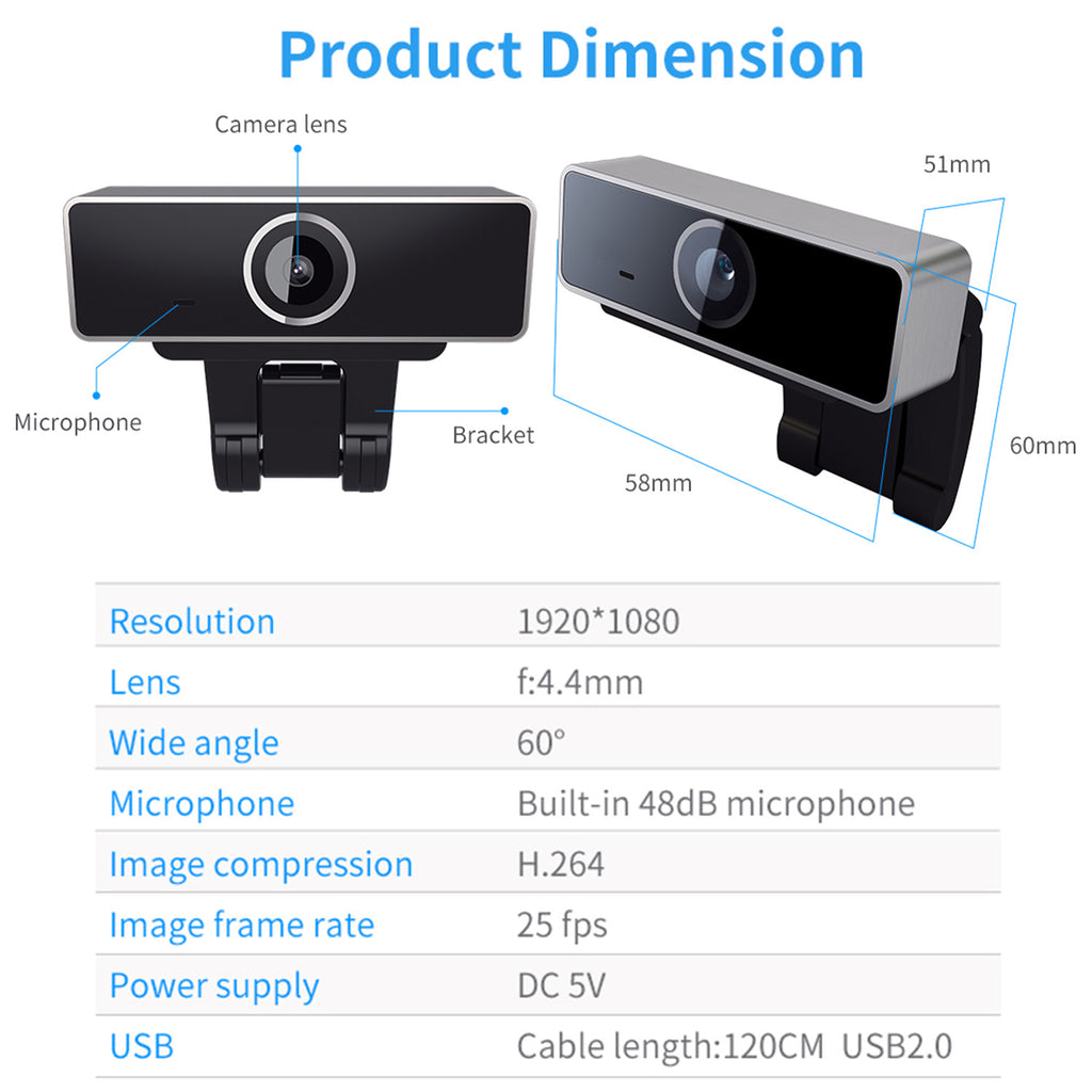 Webcam USB PC Computer FHD 1080P