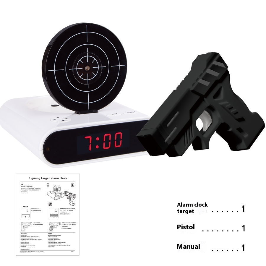 Desk Clock Digital Gun Alarm Clock Gadget Target Laser Shoot For Children's Alarm