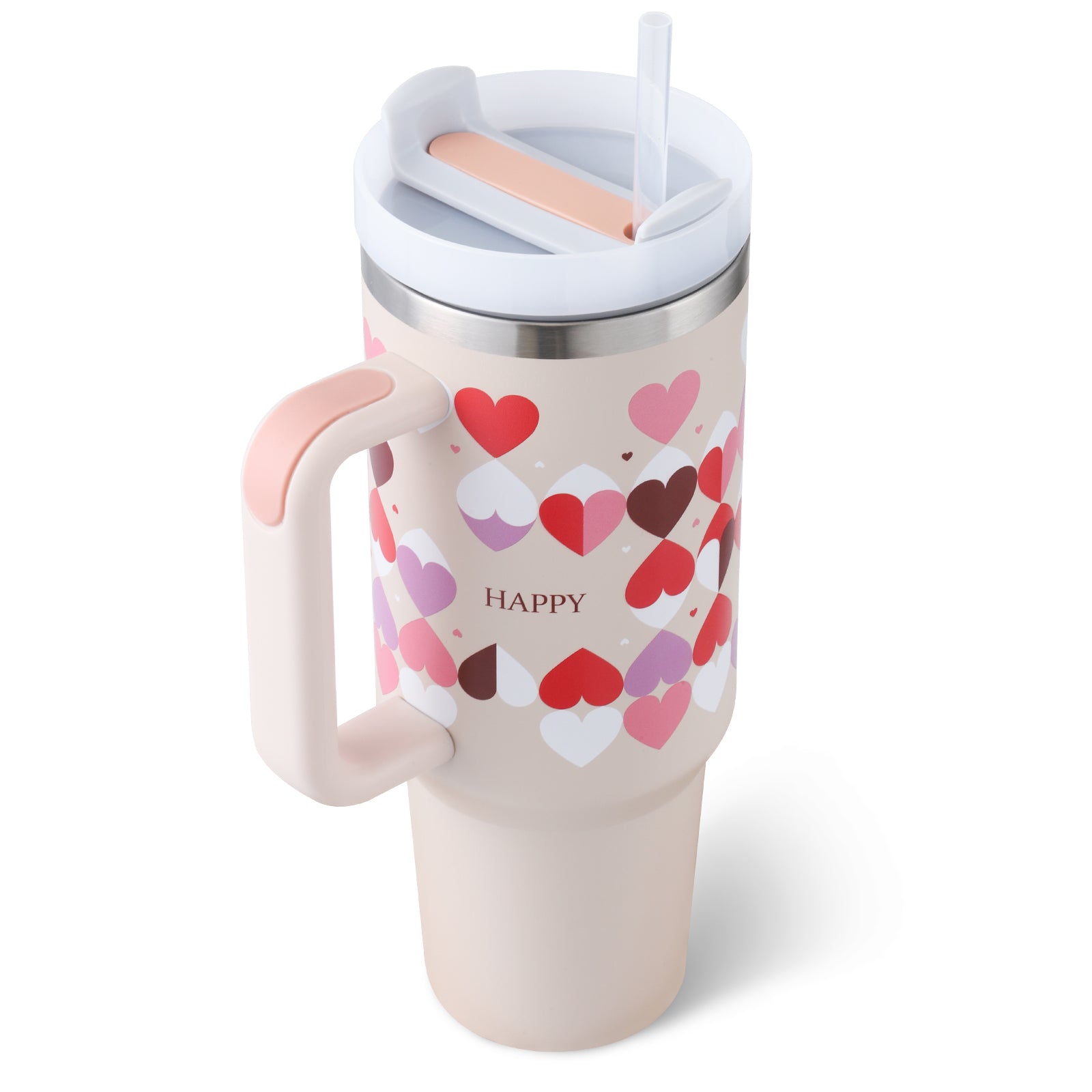Insulated Stainless Steel Tumbler with Handle and Straw