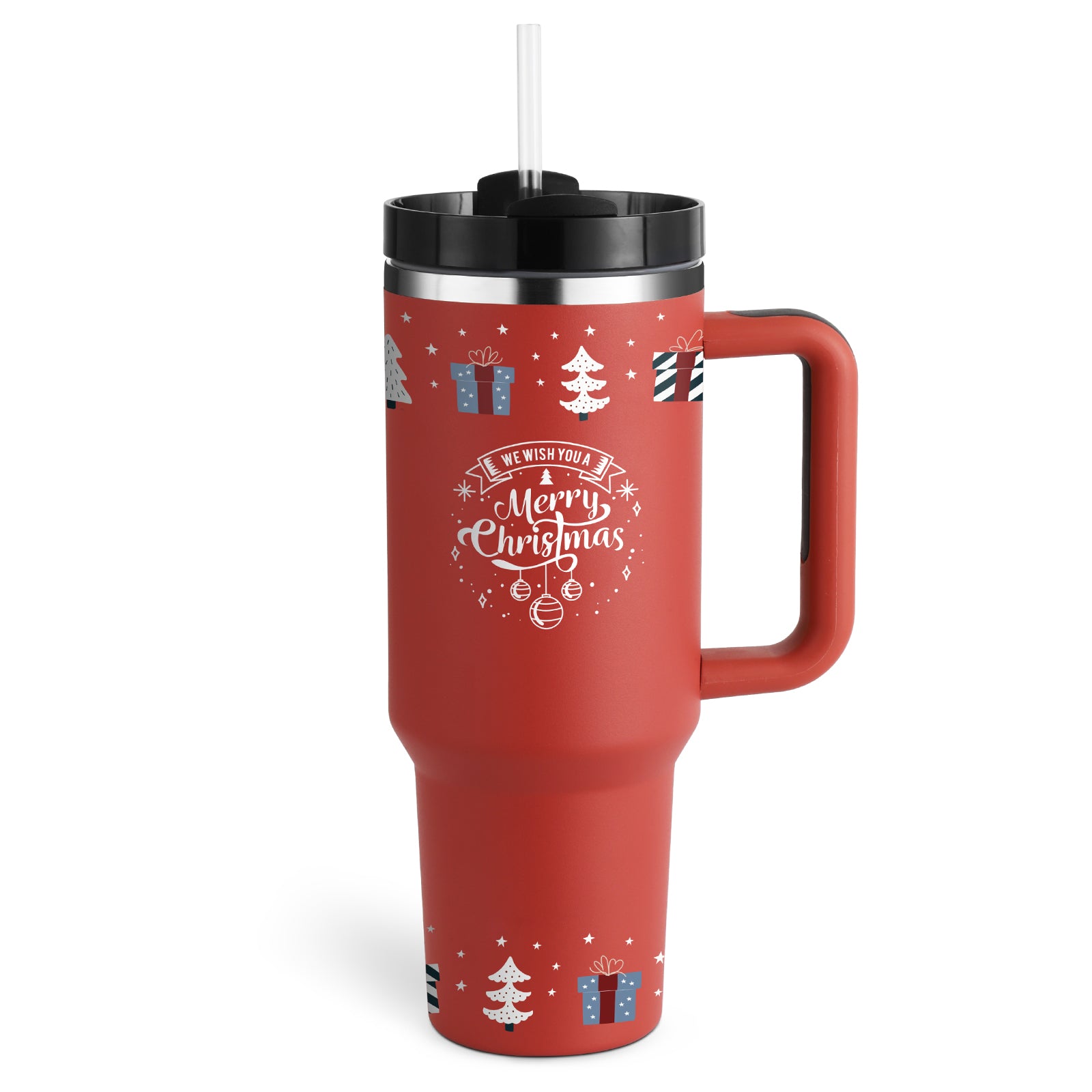 Insulated Stainless Steel Tumbler with Handle and Straw