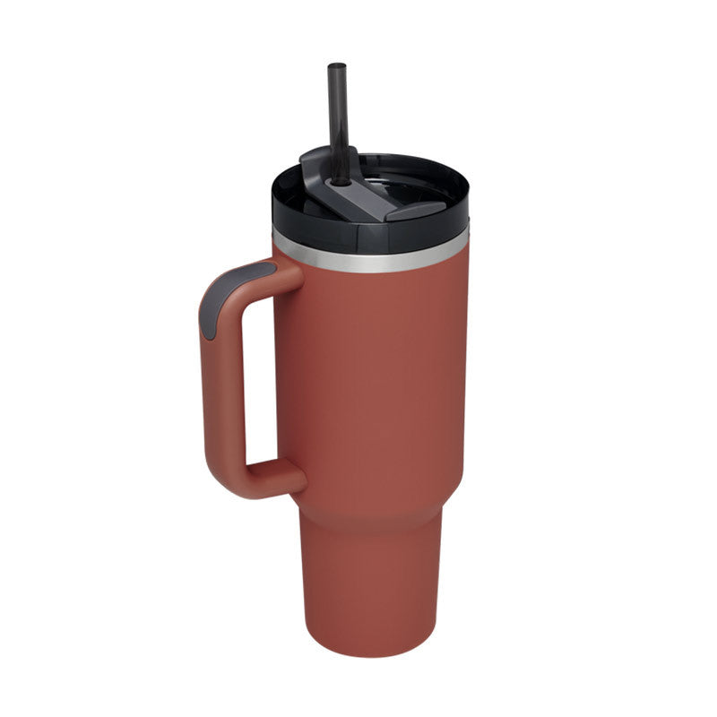 Insulated Stainless Steel Tumbler with Handle and Straw