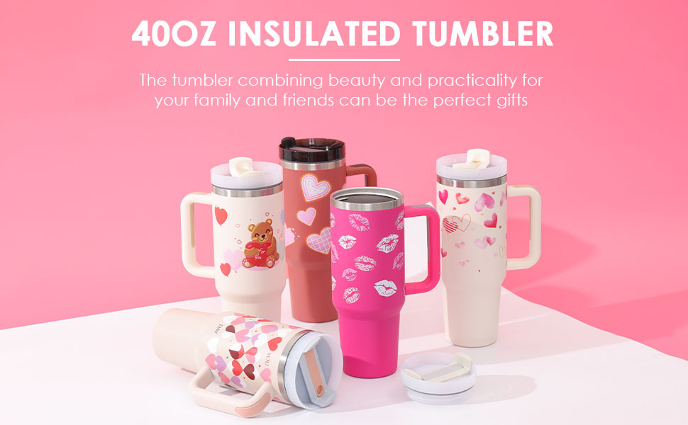 Insulated Stainless Steel Tumbler with Handle and Straw