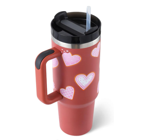 Insulated Stainless Steel Tumbler with Handle and Straw