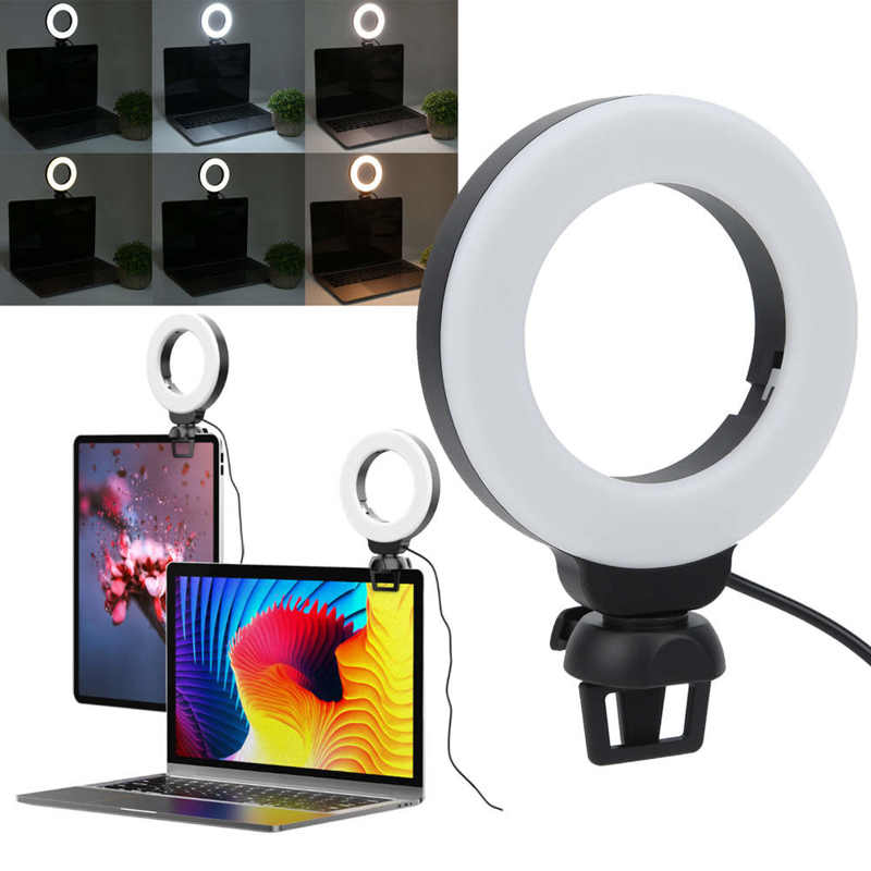 Light USB Powered Round Camera Lamp Dimmable LED Ring, Video Conference Light LED Selfie