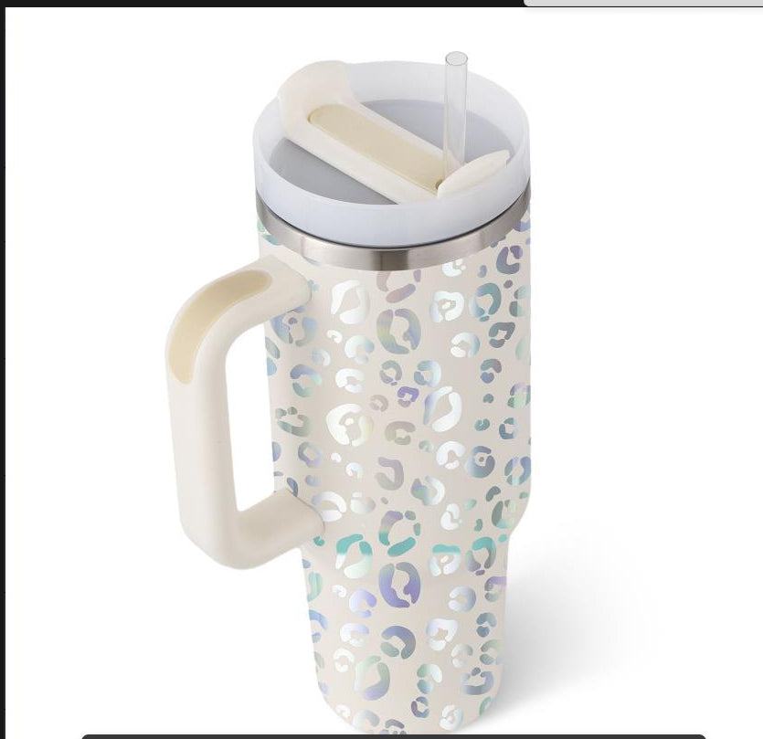 Insulated Stainless Steel Tumbler with Handle and Straw