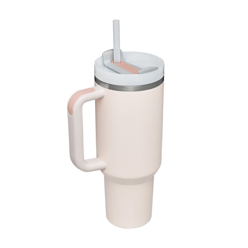 Insulated Stainless Steel Tumbler with Handle and Straw