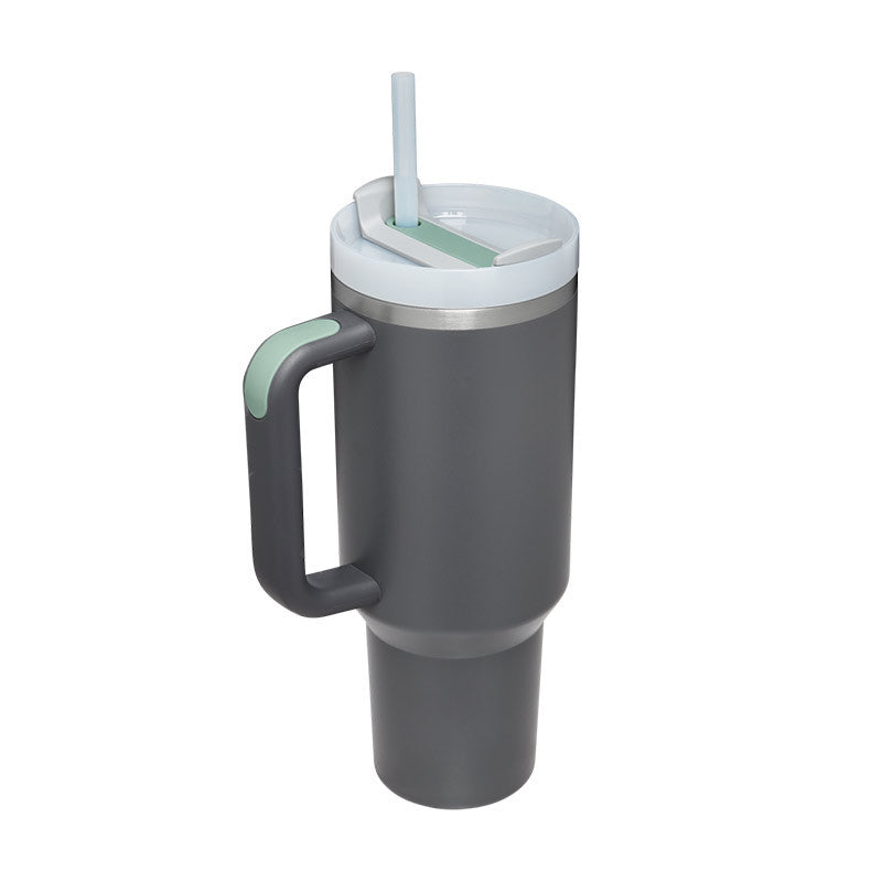 Insulated Stainless Steel Tumbler with Handle and Straw
