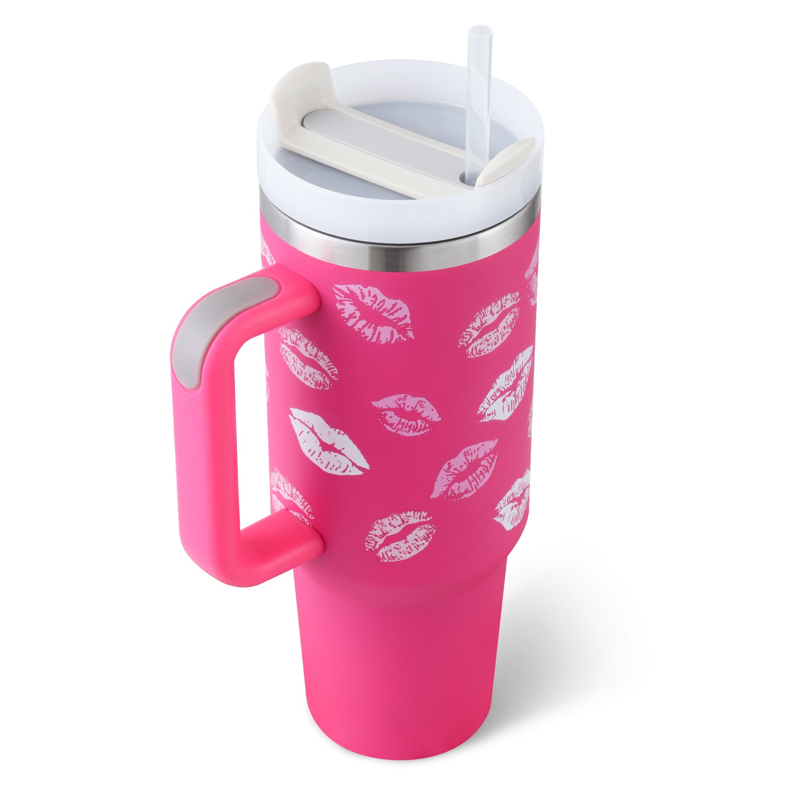 Insulated Stainless Steel Tumbler with Handle and Straw