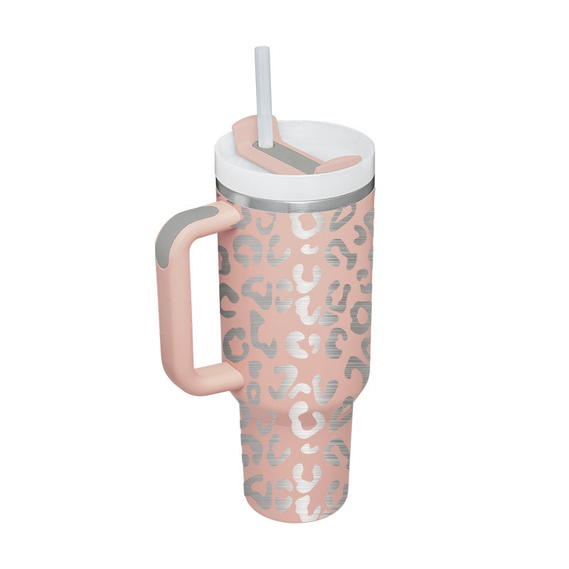 Insulated Stainless Steel Tumbler with Handle and Straw