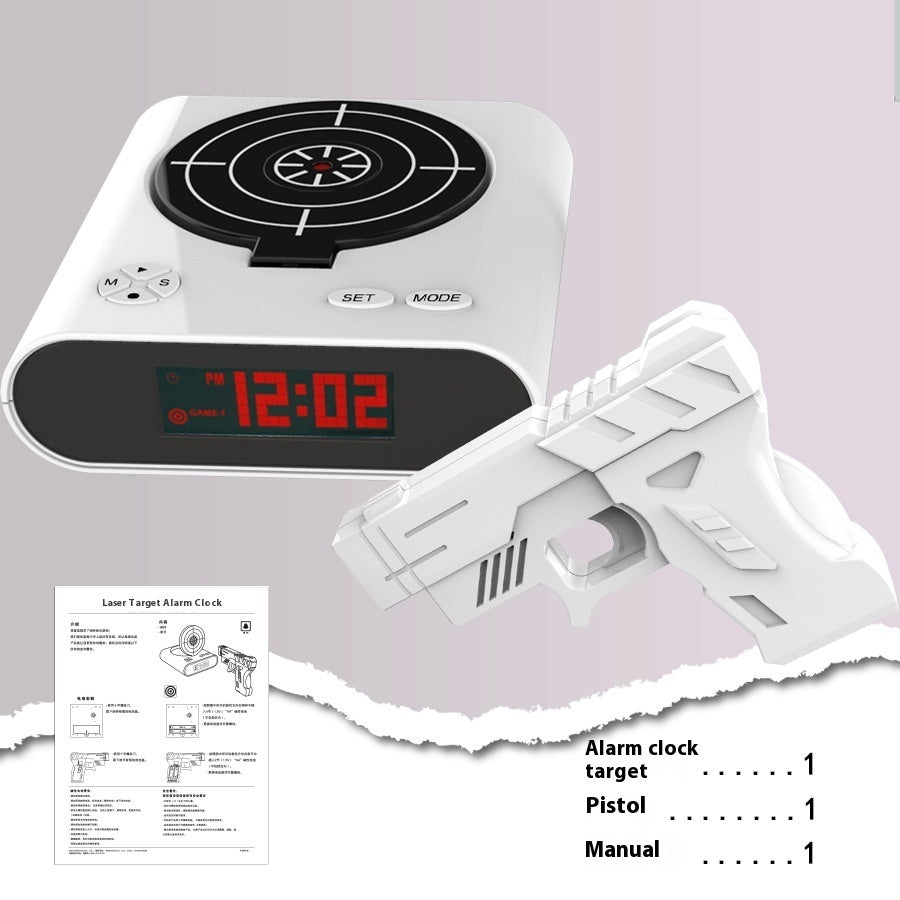 Desk Clock Digital Gun Alarm Clock Gadget Target Laser Shoot For Children's Alarm