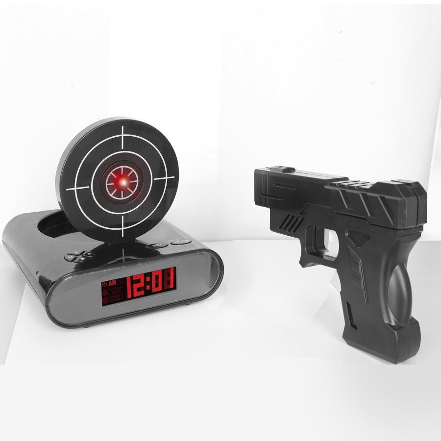 Desk Clock Digital Gun Alarm Clock Gadget Target Laser Shoot For Children's Alarm