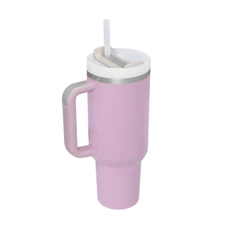 Insulated Stainless Steel Tumbler with Handle and Straw