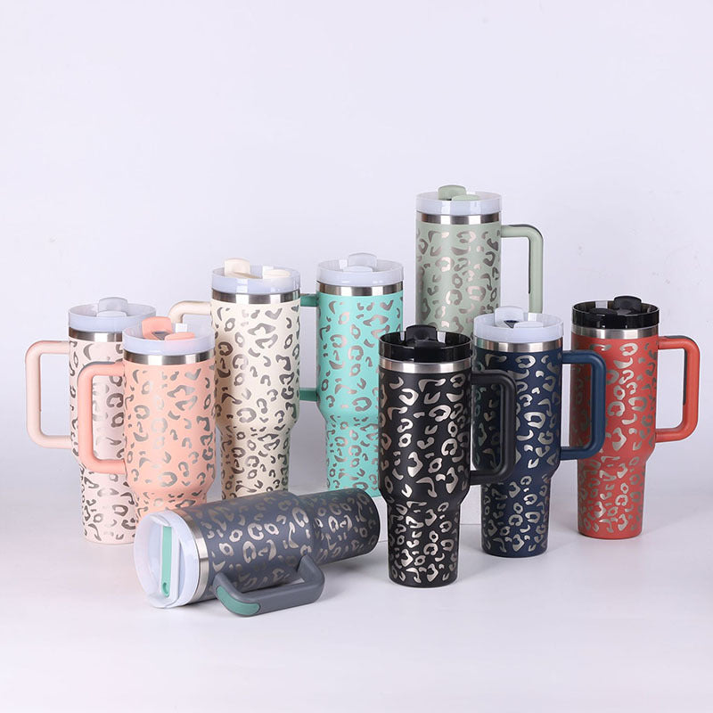 Insulated Stainless Steel Tumbler with Handle and Straw