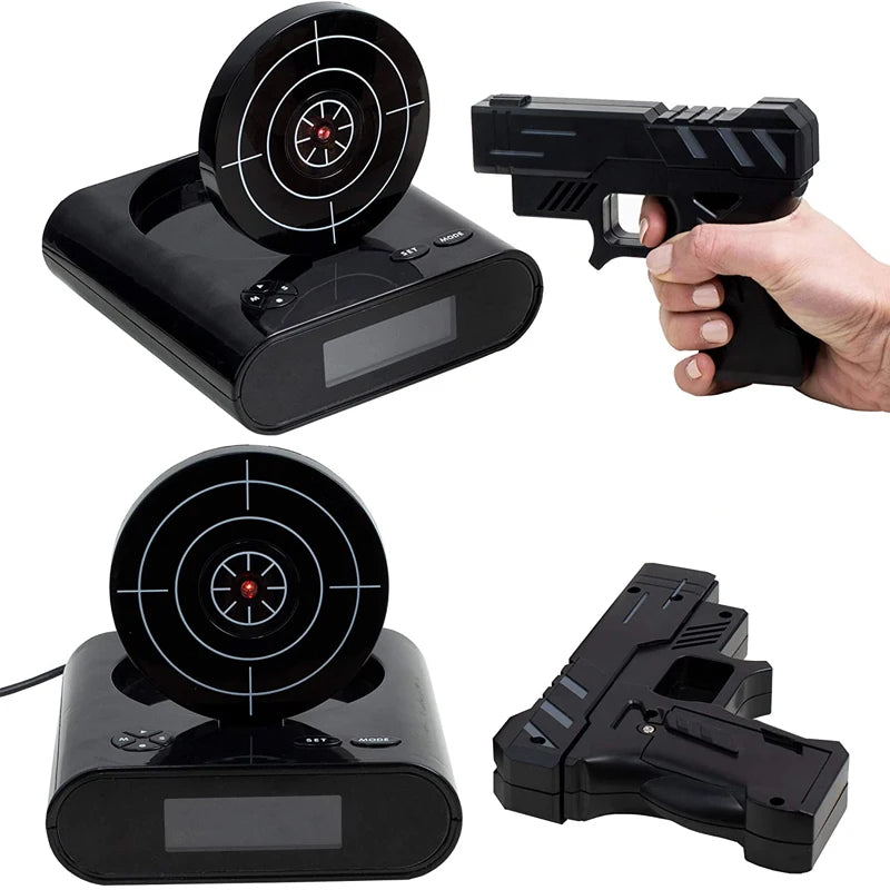 Desk Clock Digital Gun Alarm Clock Gadget Target Laser Shoot For Children's Alarm