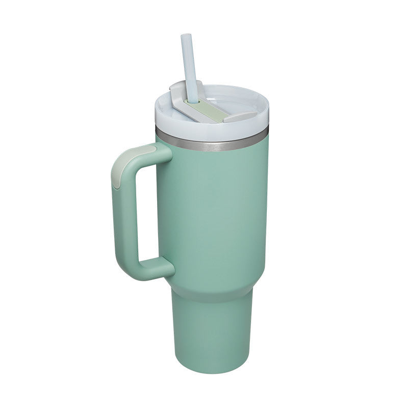 Insulated Stainless Steel Tumbler with Handle and Straw