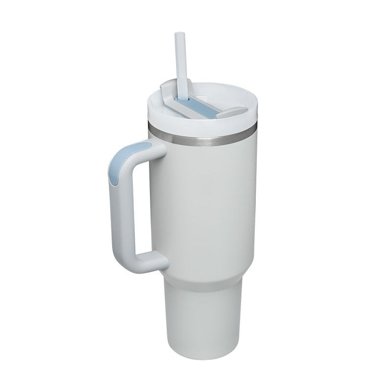 Insulated Stainless Steel Tumbler with Handle and Straw