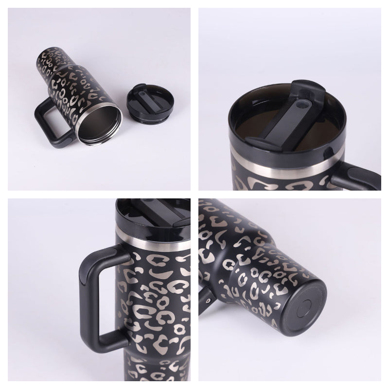 Insulated Stainless Steel Tumbler with Handle and Straw