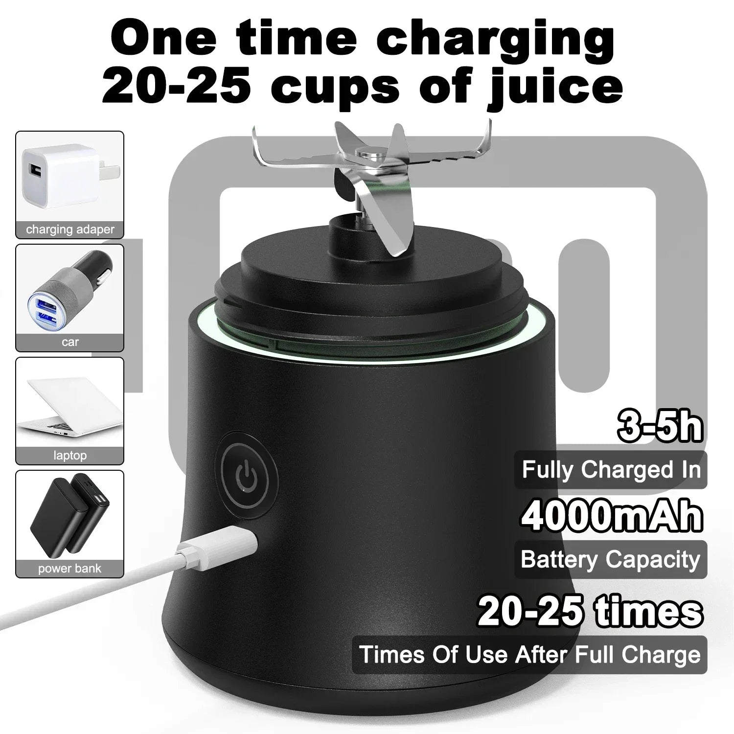 Premium 600ML Portable Blender High-Speed USB Rechargeable Smoothie & Juice Maker
