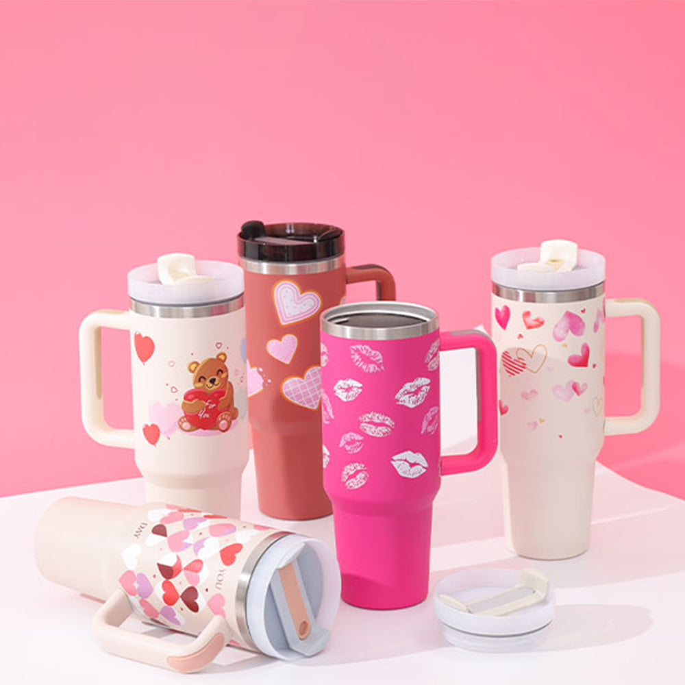 Insulated Stainless Steel Tumbler with Handle and Straw