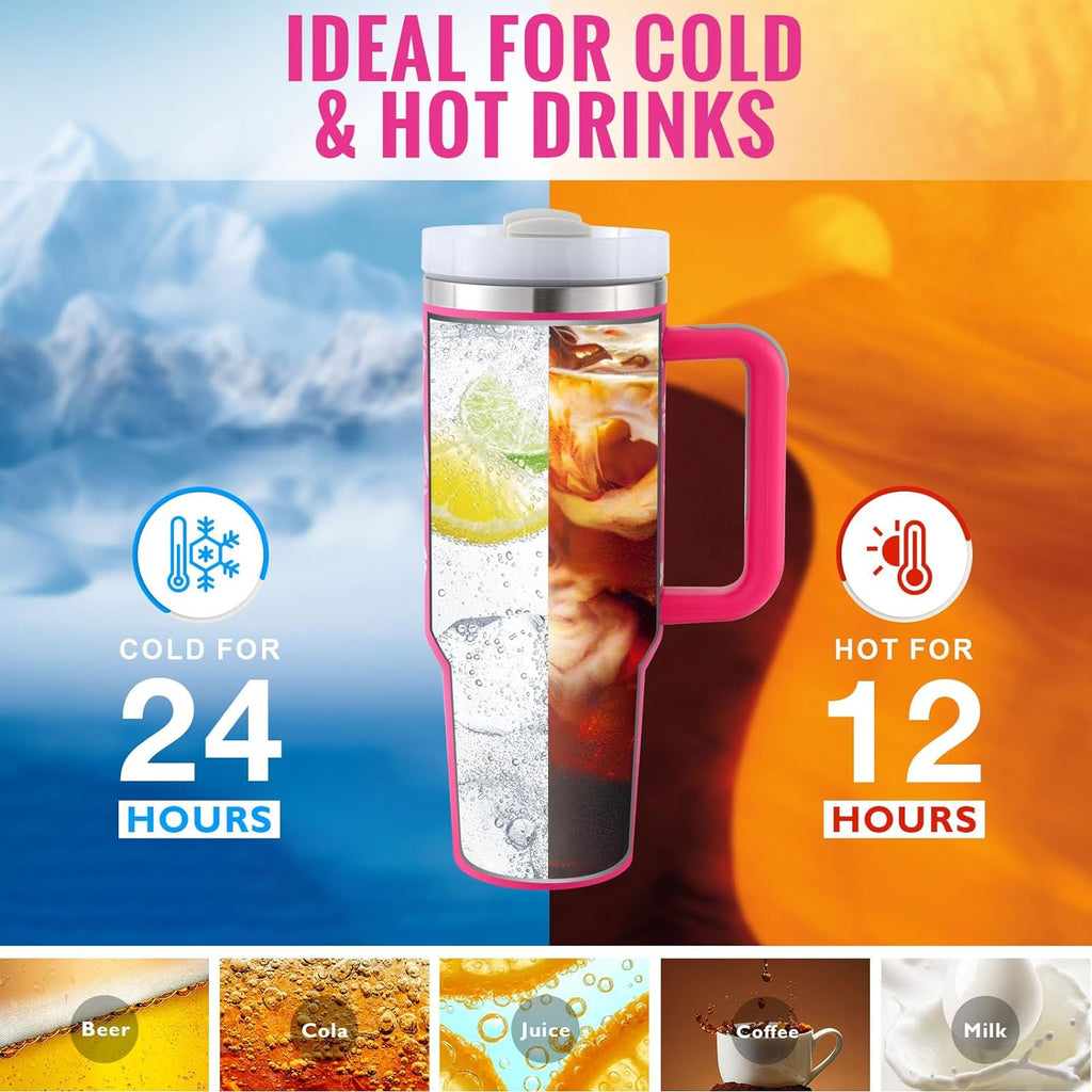 Insulated Stainless Steel Tumbler with Handle and Straw