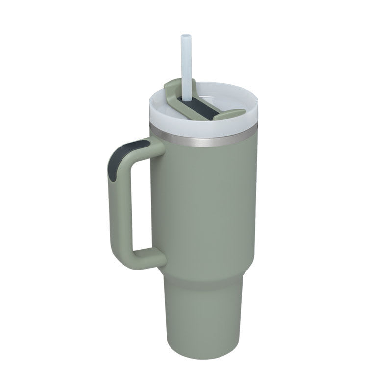Insulated Stainless Steel Tumbler with Handle and Straw