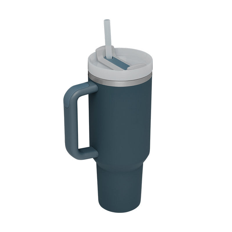 Insulated Stainless Steel Tumbler with Handle and Straw