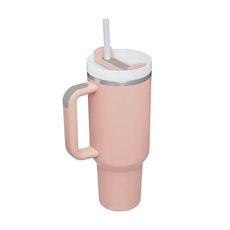 Insulated Stainless Steel Tumbler with Handle and Straw